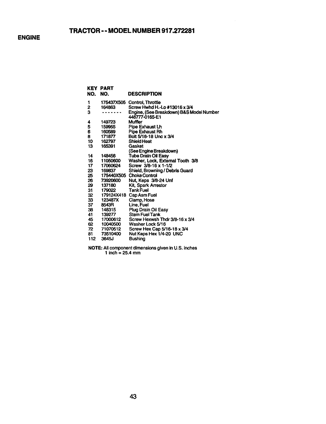 Craftsman 917.272281 owner manual See Engine Breakdown 