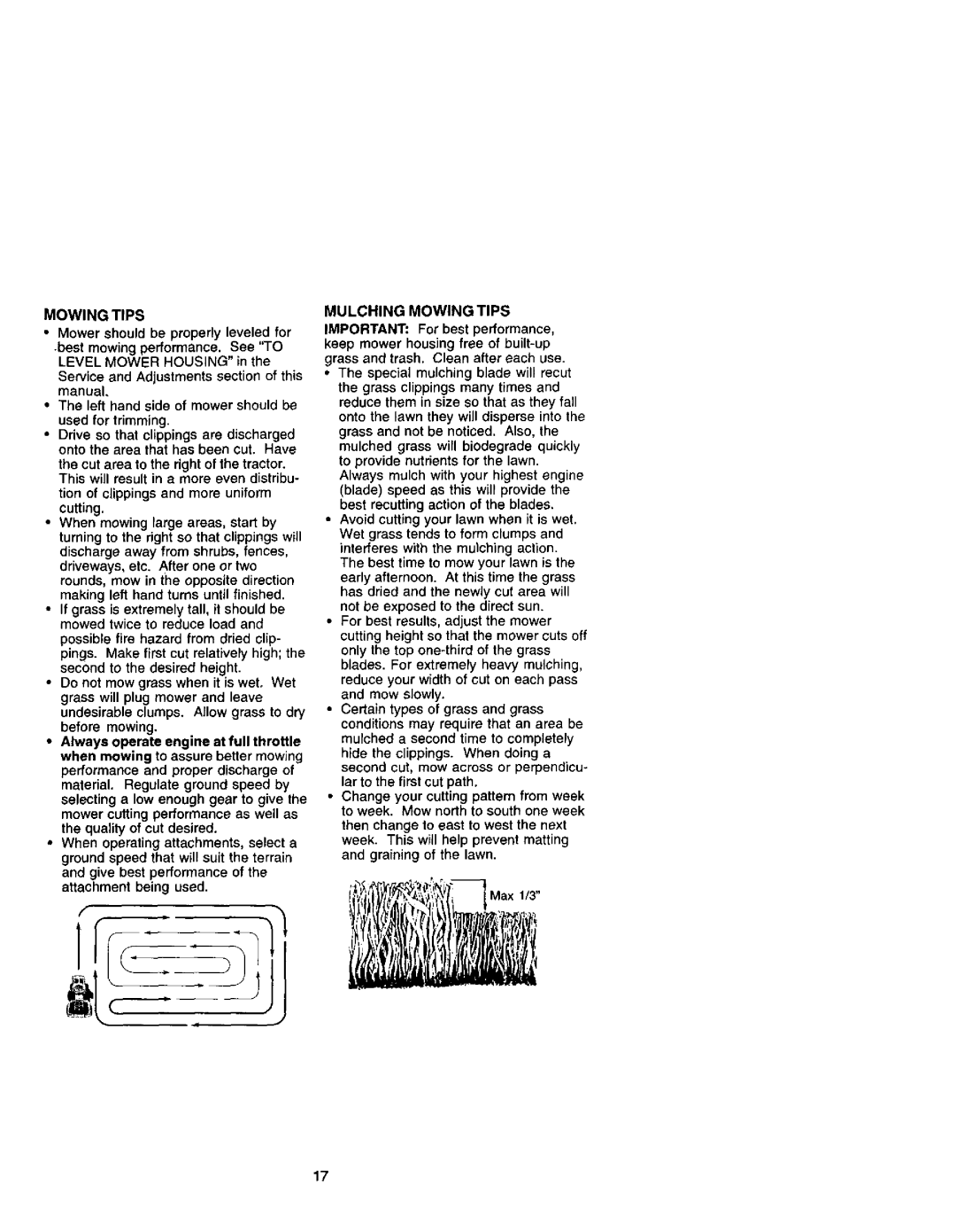 Craftsman 917.27242 owner manual Mulching Mowing Tips 