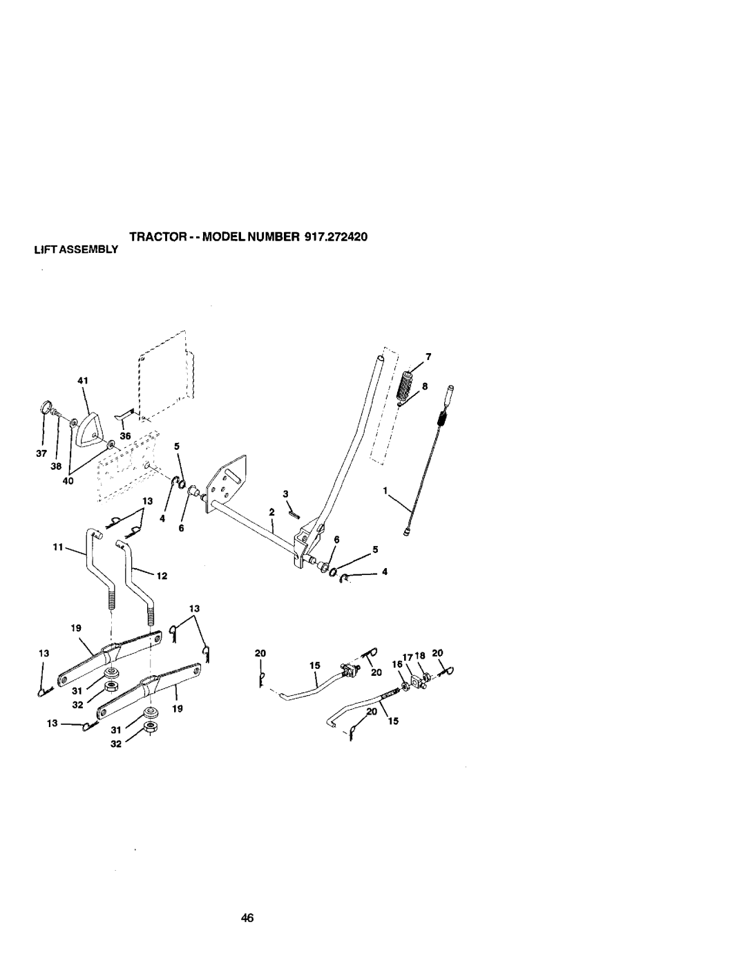 Craftsman 917.27242 owner manual Tractor - Model Number Liftassembly 