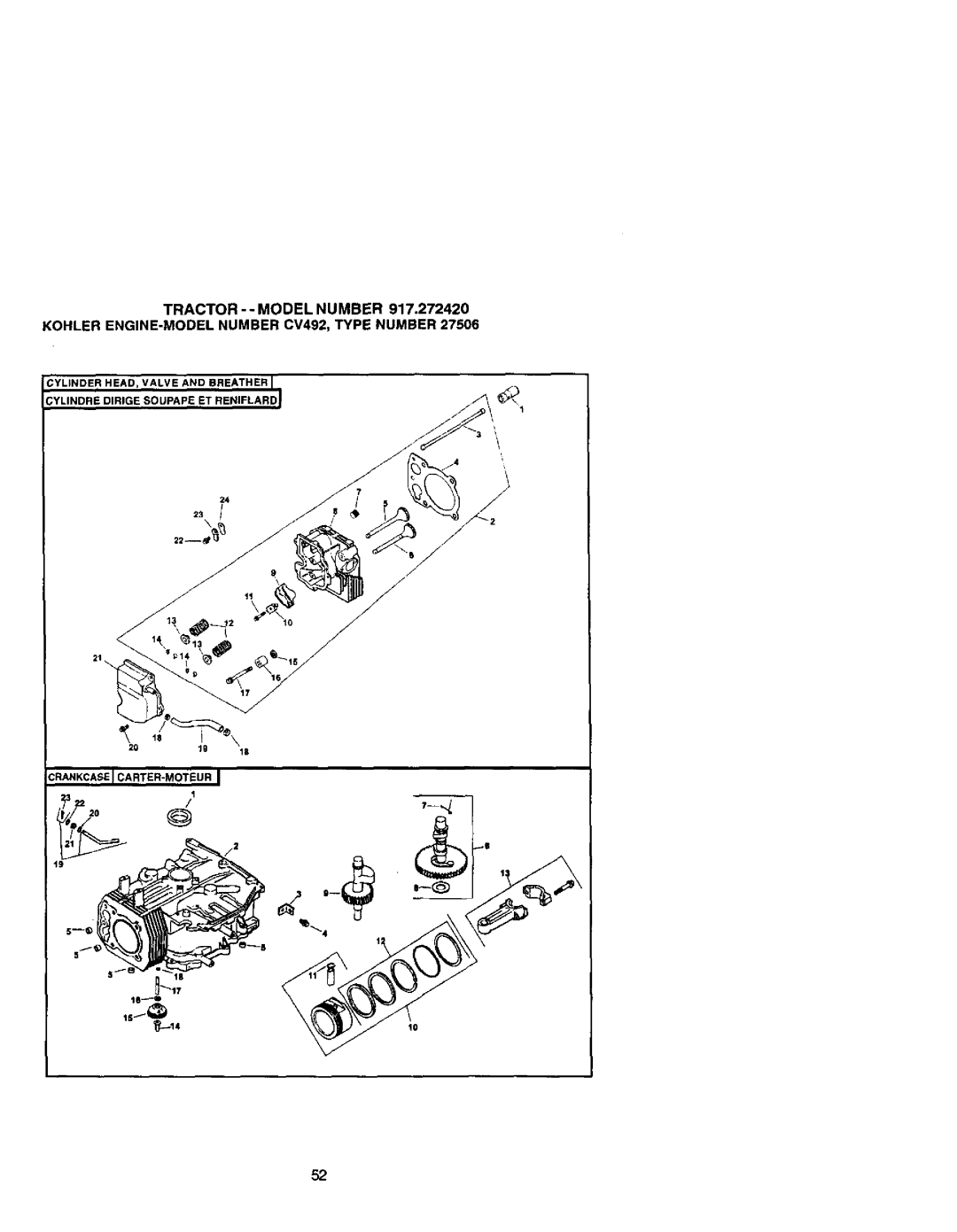 Craftsman 917.27242 owner manual Crankcase I CARTER-MOTEUR 