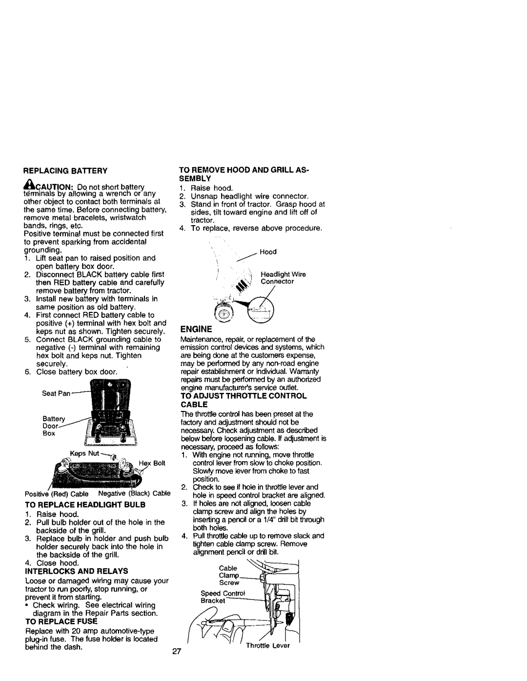 Craftsman 917.27242 owner manual Replacingbattery, Ooor_ F_II_ 
