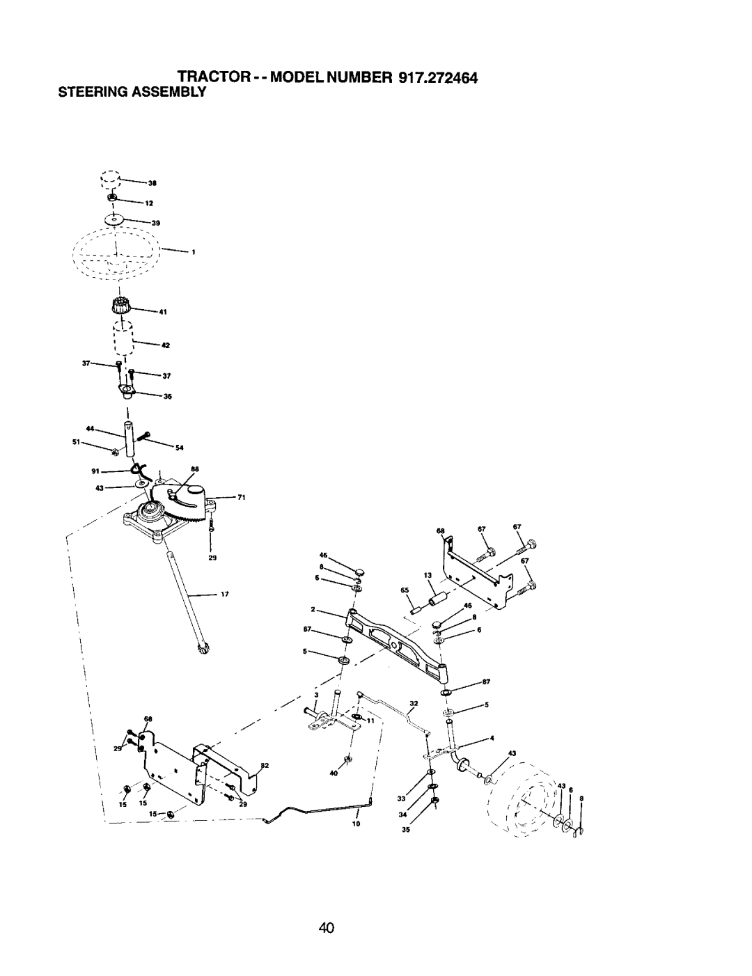 Craftsman owner manual Tractor - Model Number 917.272464 Steering Assembly 