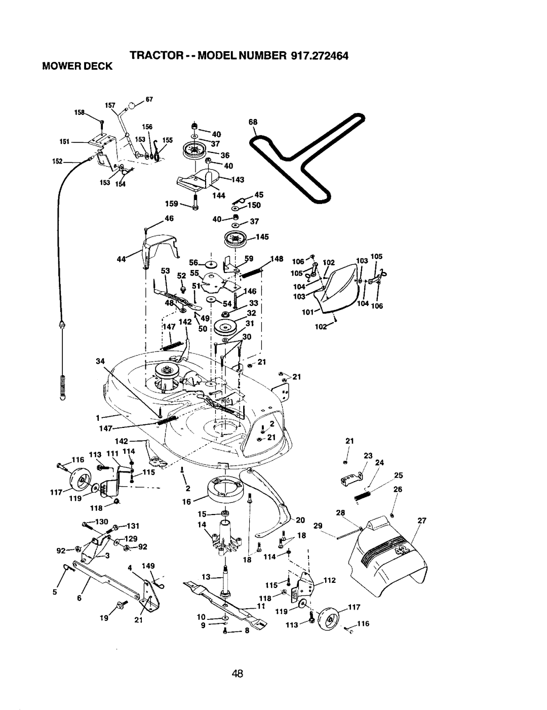 Craftsman 917.272464 owner manual TRACTOR-- Modelnumber Mowerdeck 