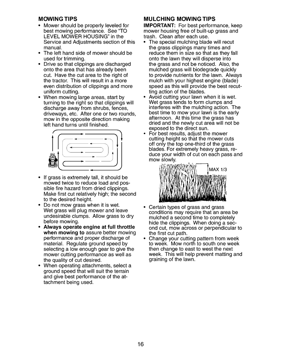 Craftsman 917.27267 owner manual Mulching Mowing Tips 