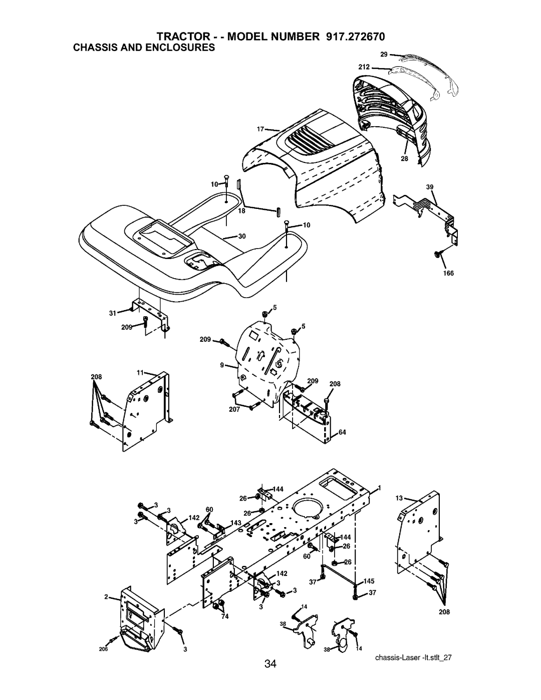 Craftsman owner manual Tractor - Model Number 917.272670 Chassis and Enclosures 