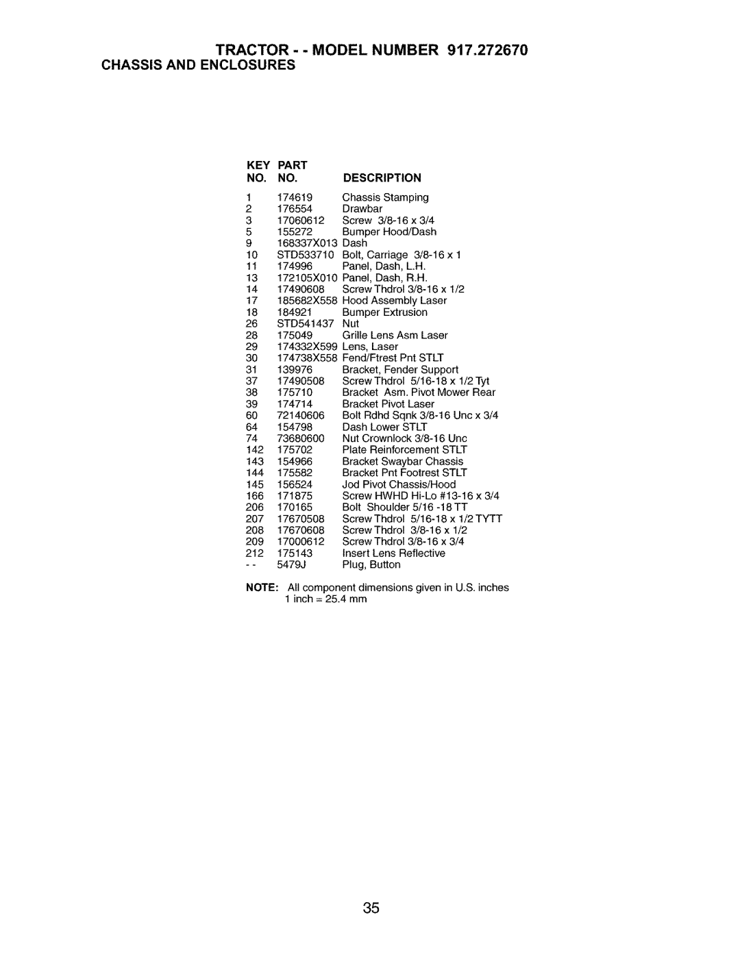 Craftsman 917.27267 owner manual KEY Part NO, NO,DESCRIPTION 