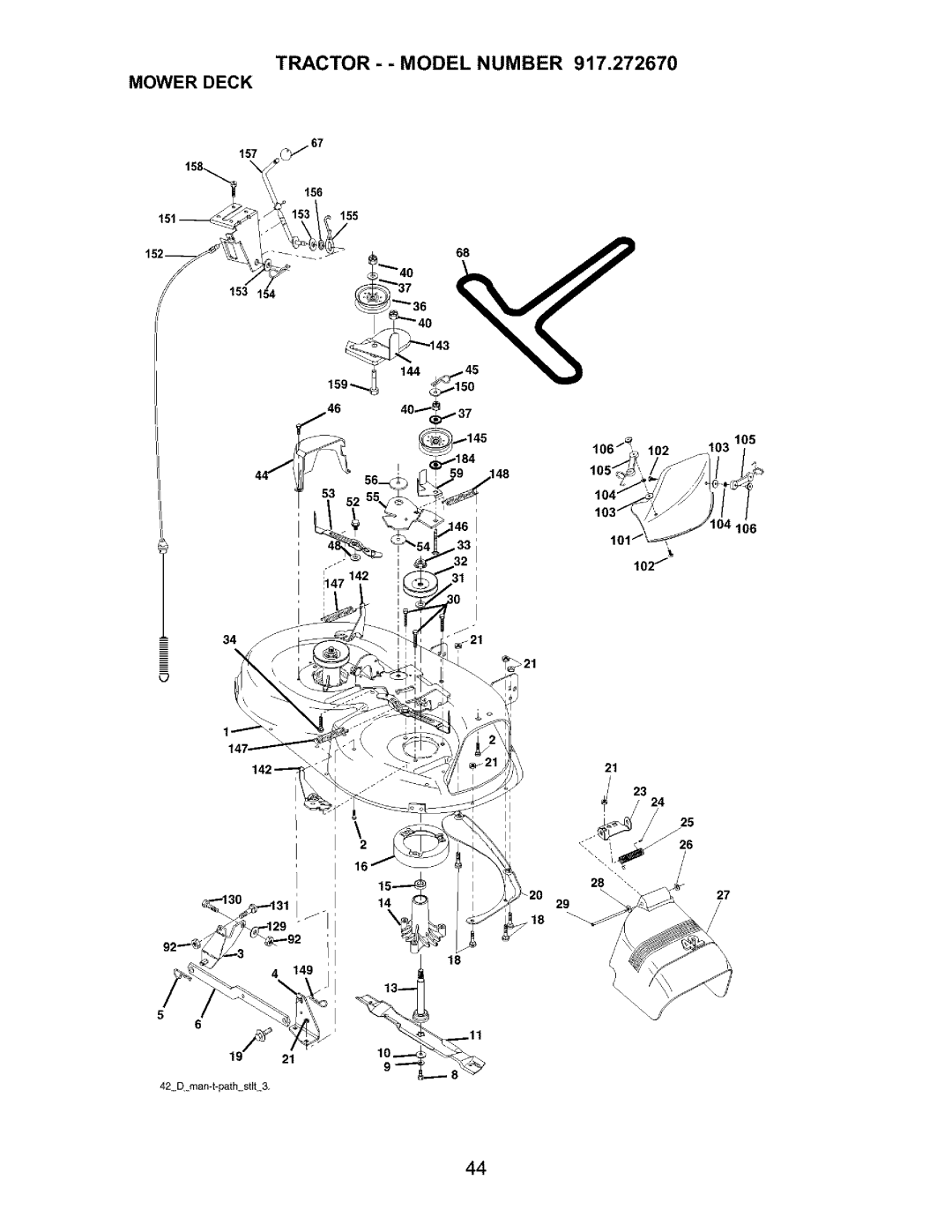 Craftsman 917.27267 owner manual Tractor - Model Number Mower Deck 