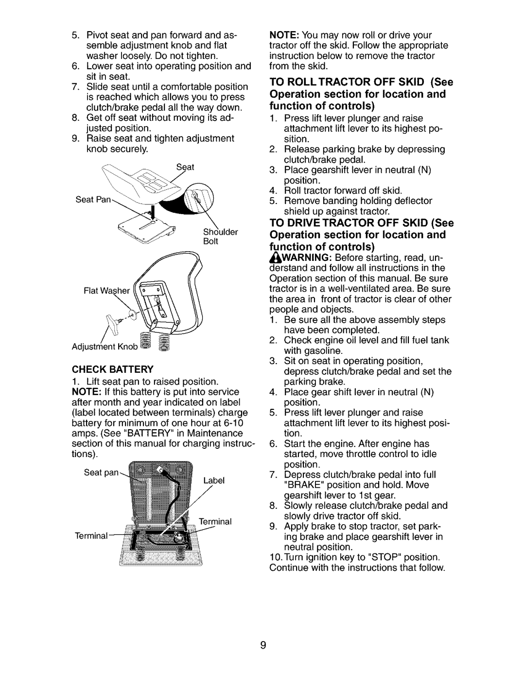 Craftsman 917.27267 owner manual Check Battery 