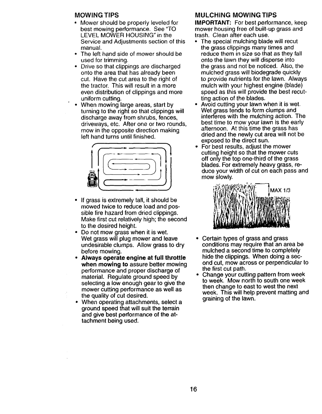 Craftsman 917272673 owner manual Mulching Mowing Tips 