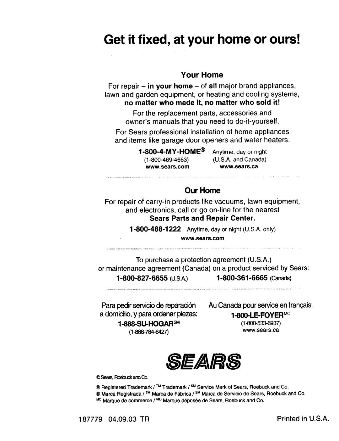 Craftsman 917272673 owner manual Se/Ars 