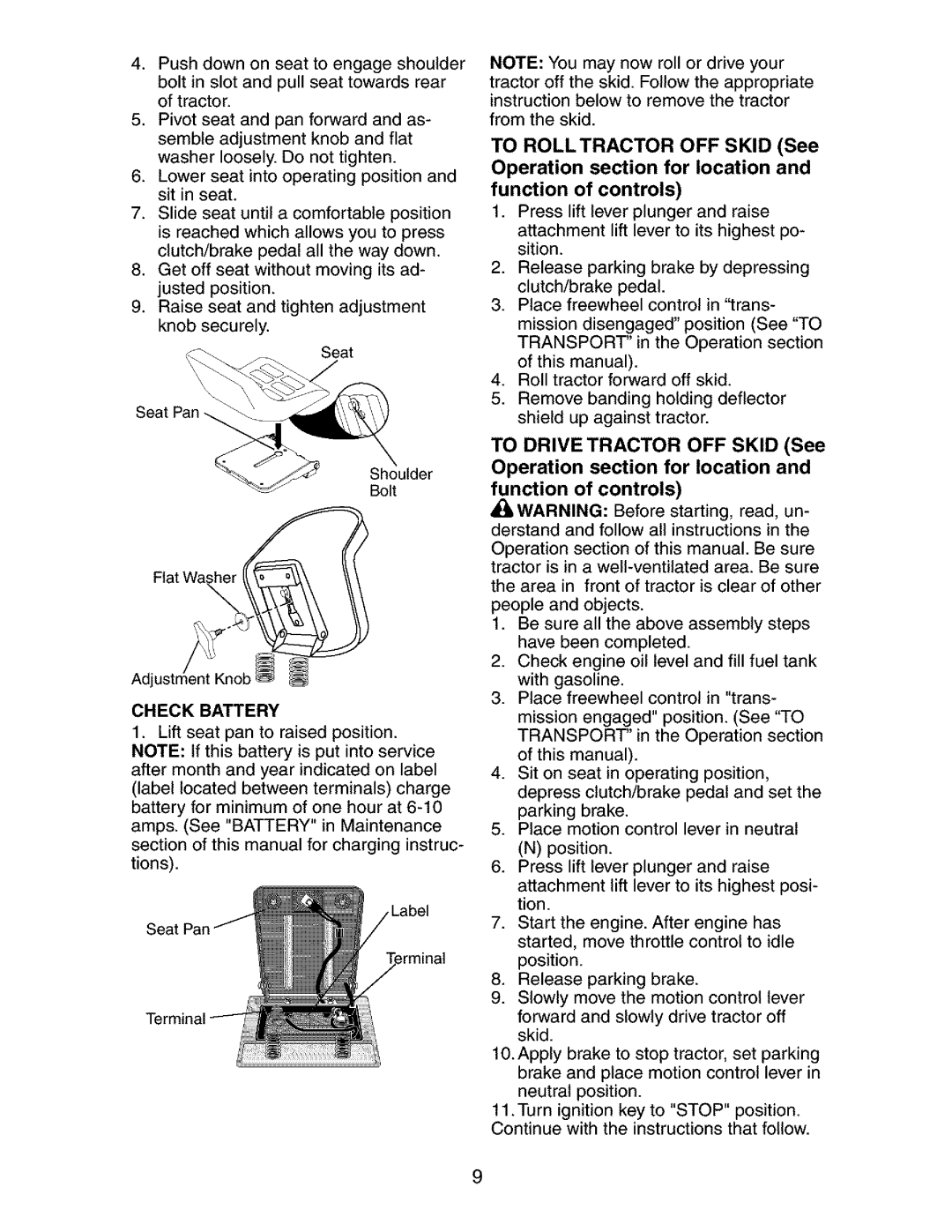 Craftsman 917.27268 manual Check Battery 