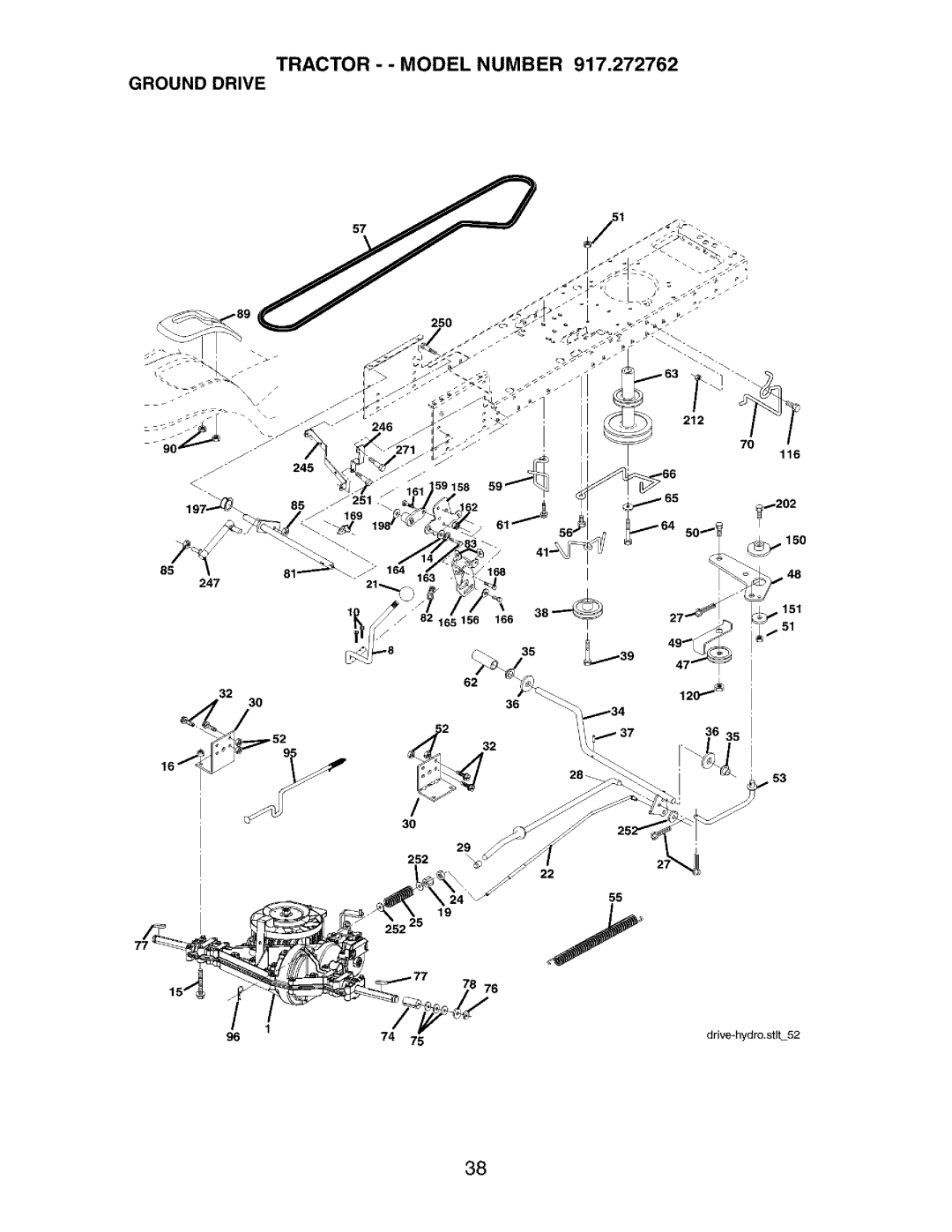 Craftsman 917.272762 manual Tractor - Model Number Ground Drive 