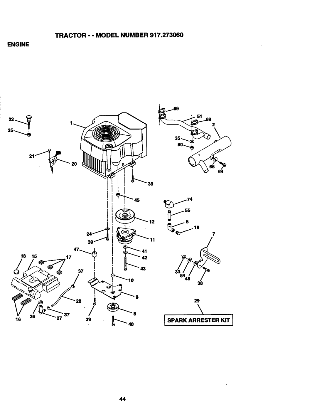 Craftsman 917.27306 owner manual Tractor - Model Number, Spark Arrester KIT 