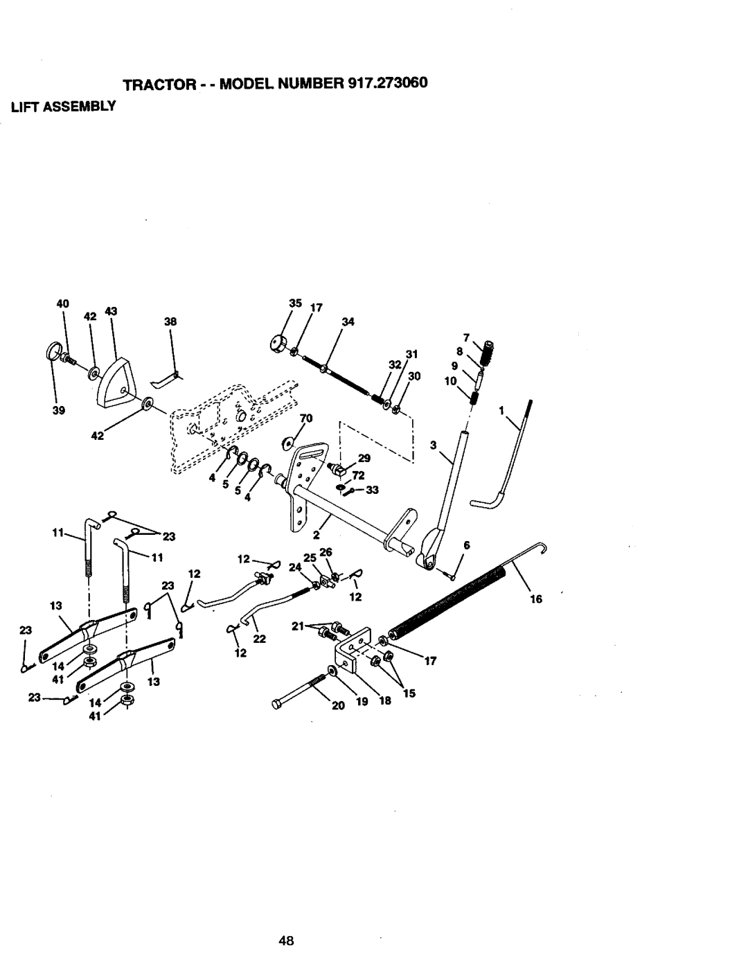 Craftsman 917.27306 owner manual Tractor - Model Number Lift Assembly 