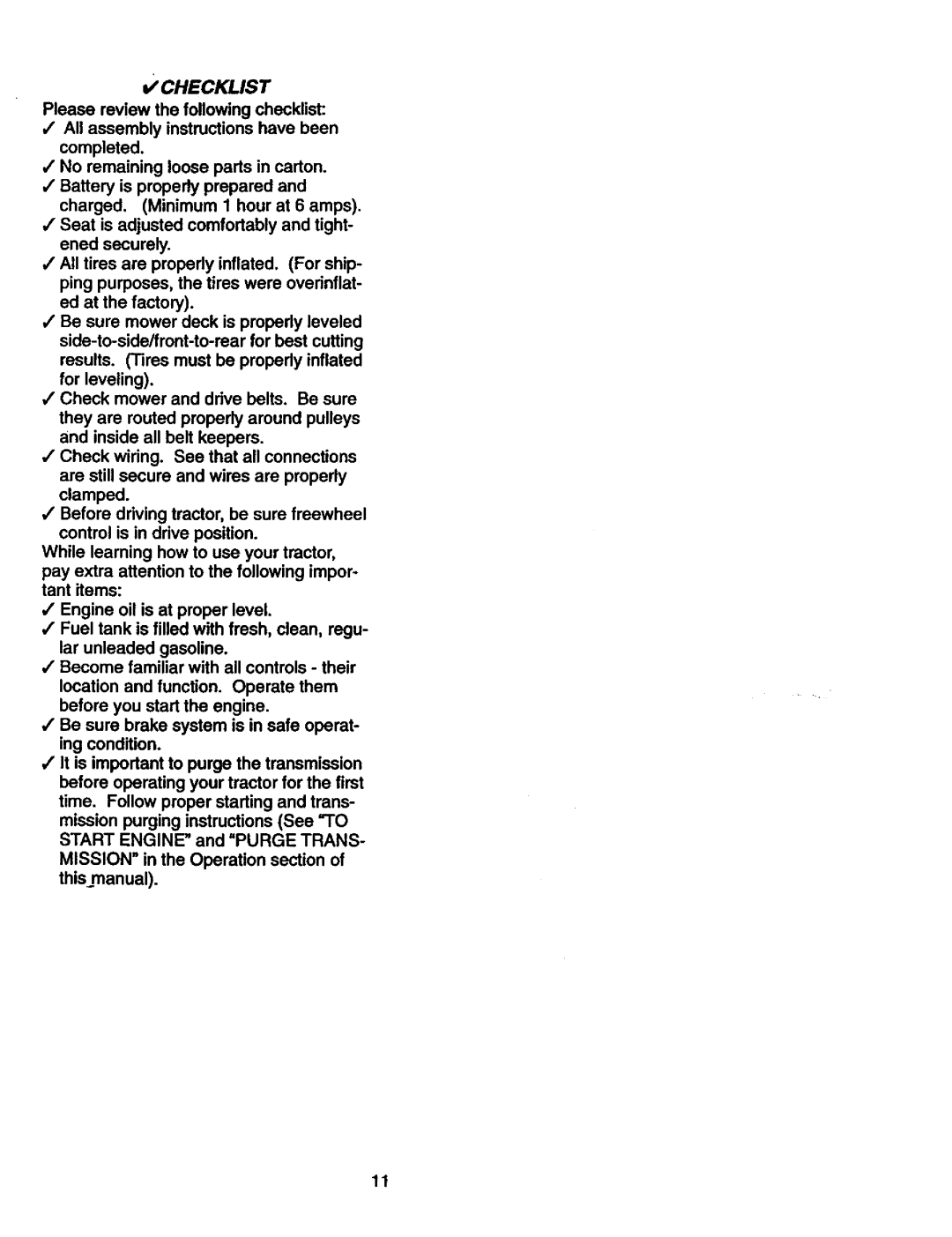 Craftsman 917.27306 owner manual Ii CHECKLIST, Please review the following checklist 