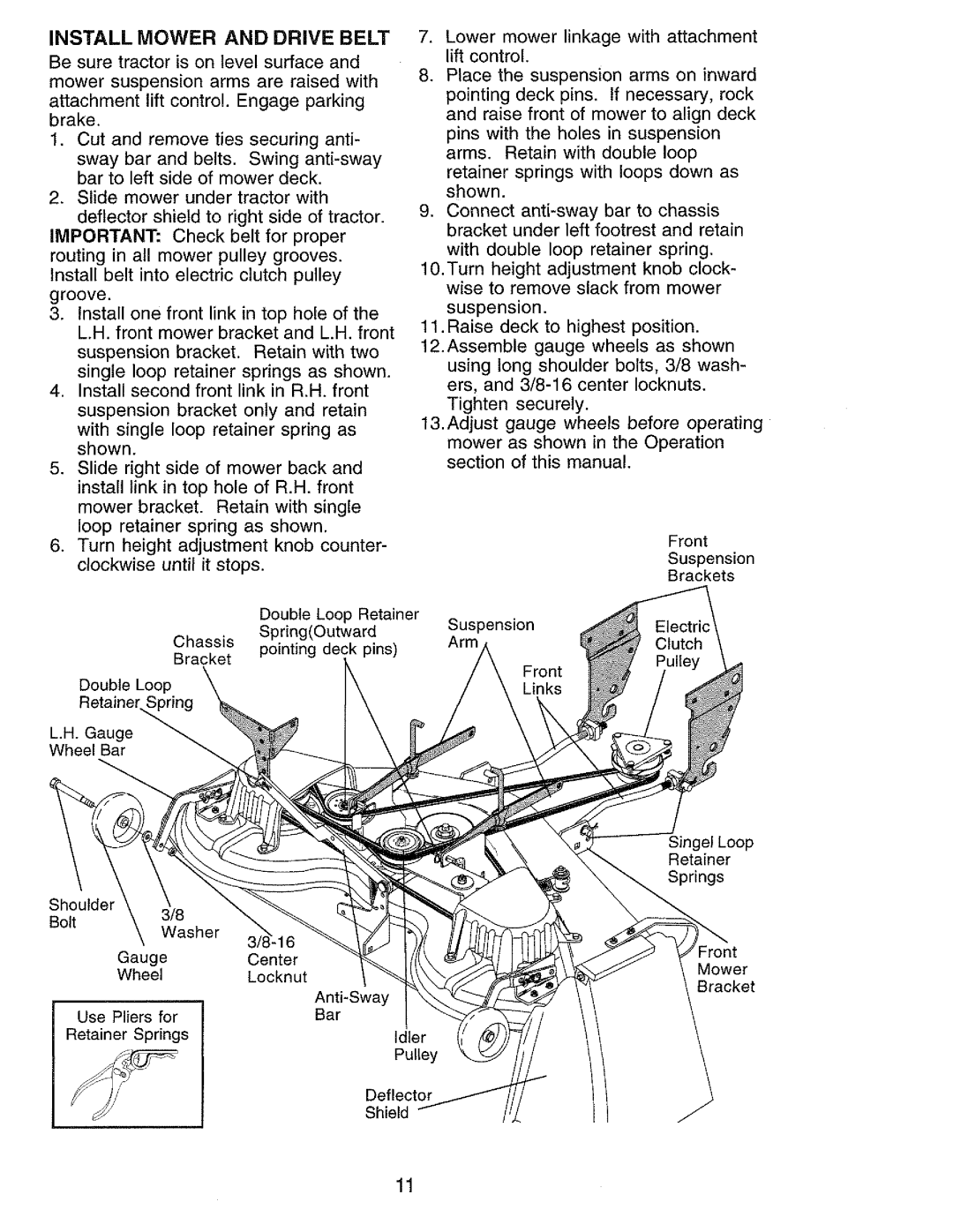 Craftsman 917.273062 owner manual Install Mower and Drive Belt 