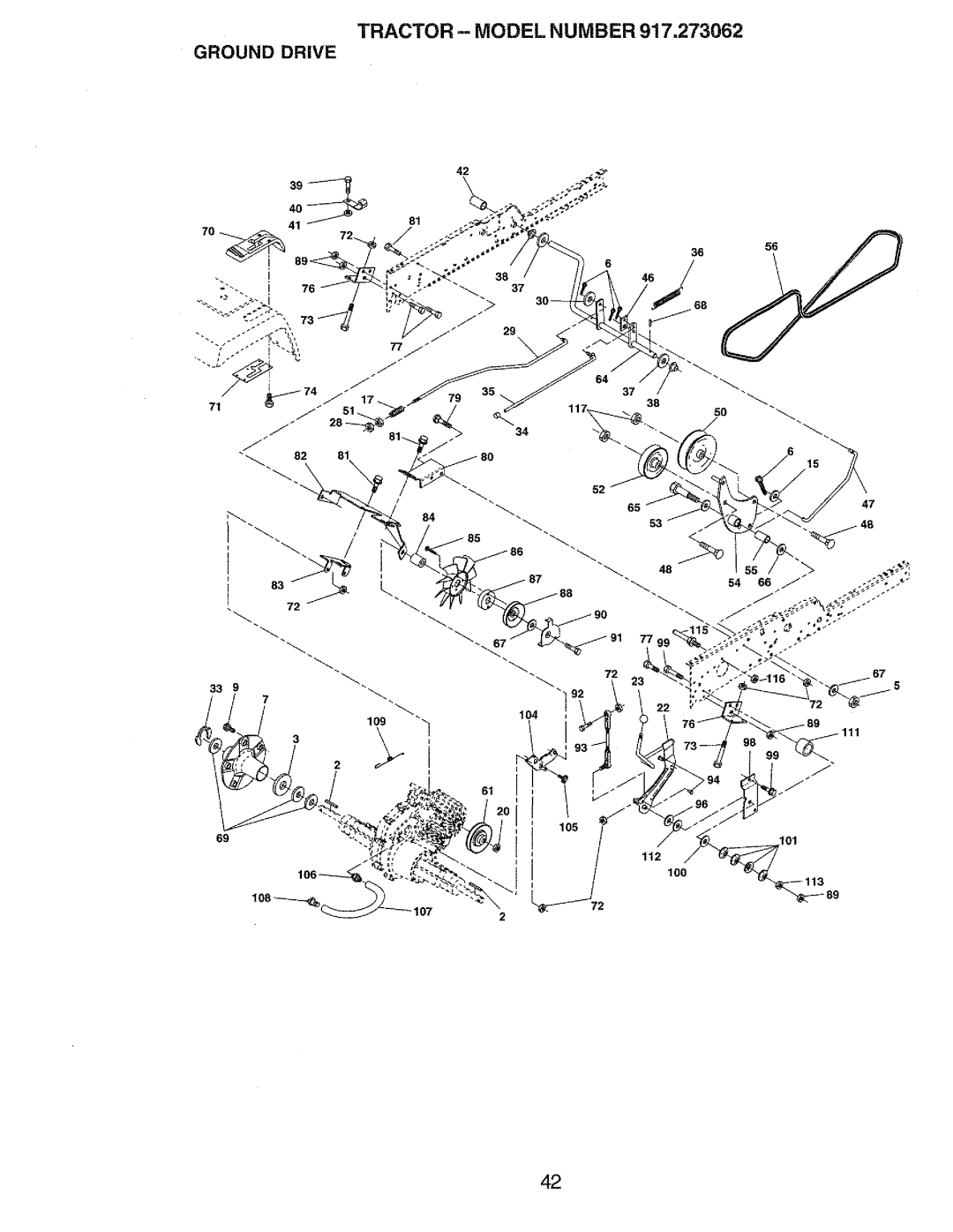 Craftsman 917.273062 owner manual Tractor Model Number Ground Drive 