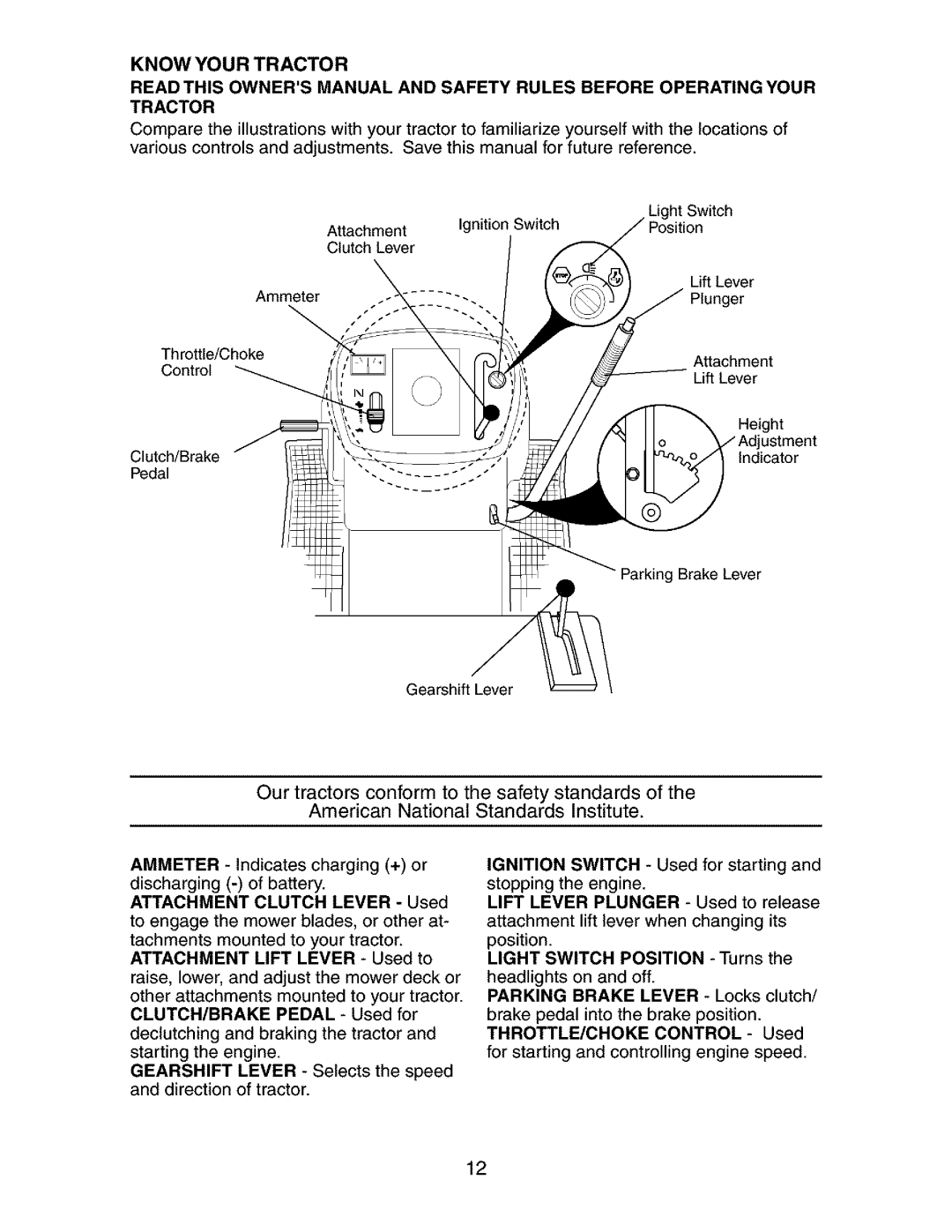 Craftsman 917.273134 owner manual Know Your Tractor, Lever 