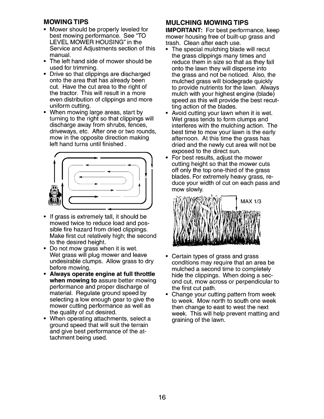 Craftsman 917.273134 owner manual Mulching Mowing Tips 