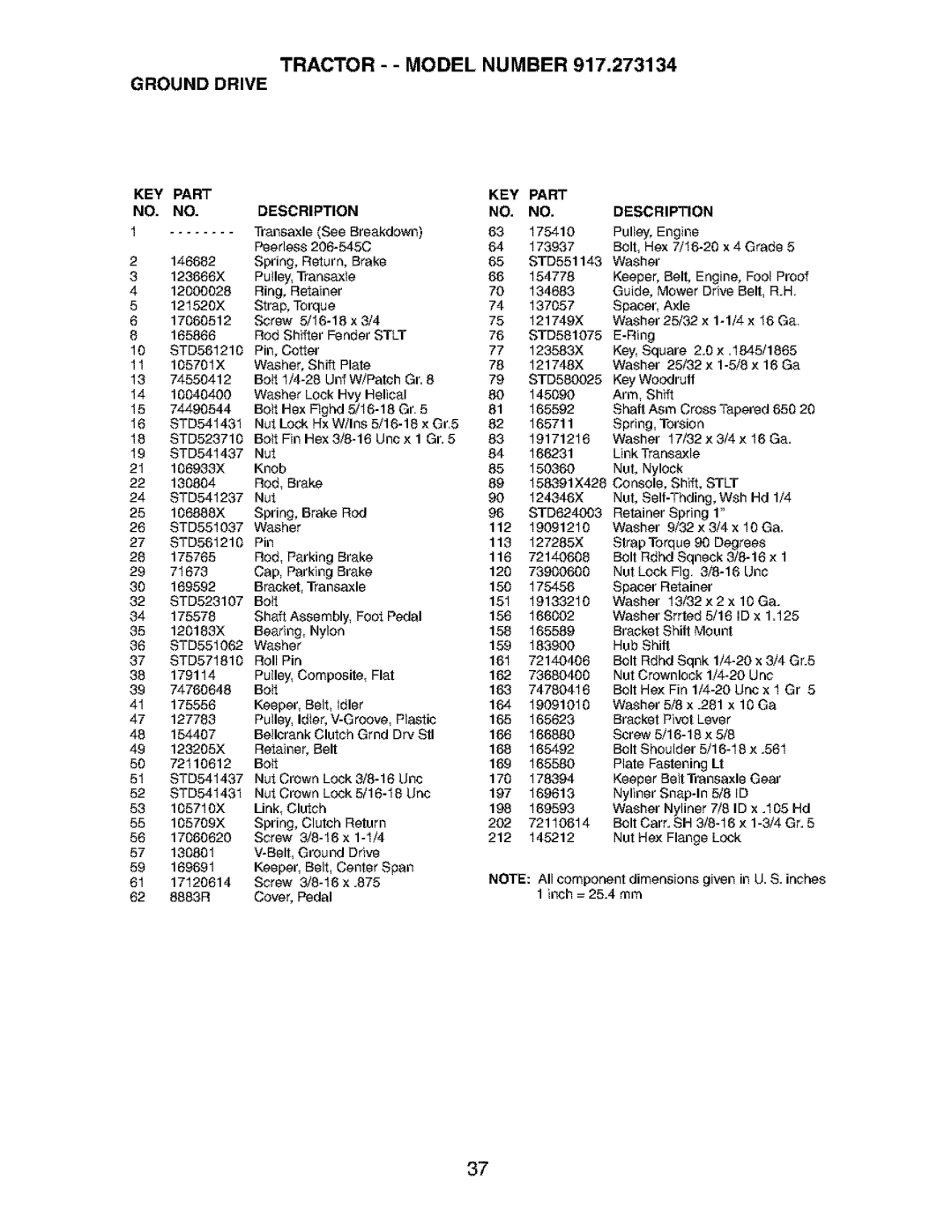 Craftsman 917.273134 owner manual KEY Part 