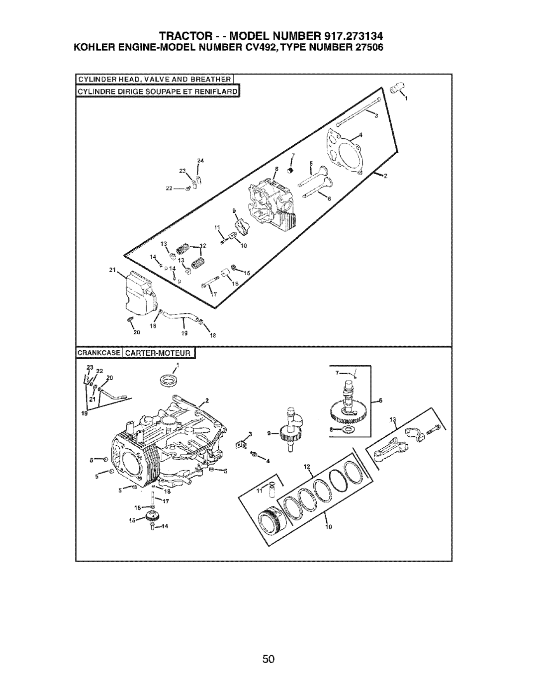 Craftsman 917.273134 owner manual Crankcase 