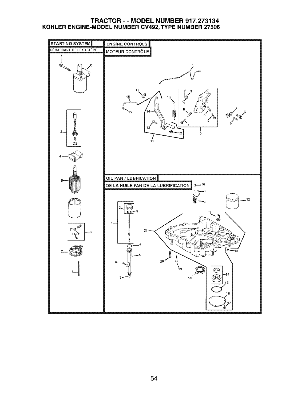 Craftsman 917.273134 owner manual Moteur 