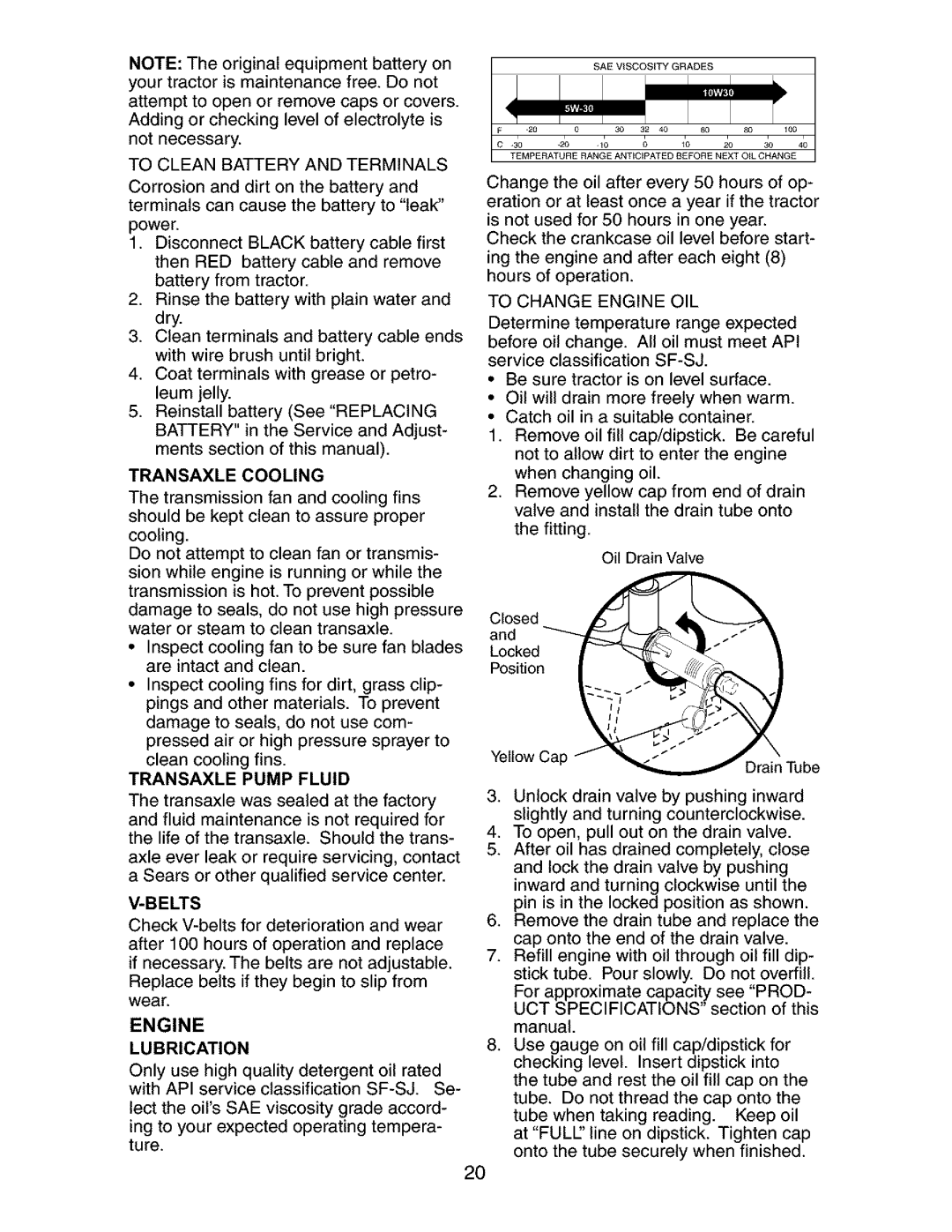 Craftsman 917.27316 owner manual Transaxle Pump Fluid, Belts, Lubrication, To Change Engine OIL 