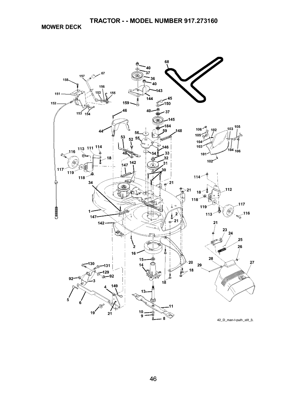 Craftsman 917.27316 owner manual Tractor - Model Number Mower Deck 