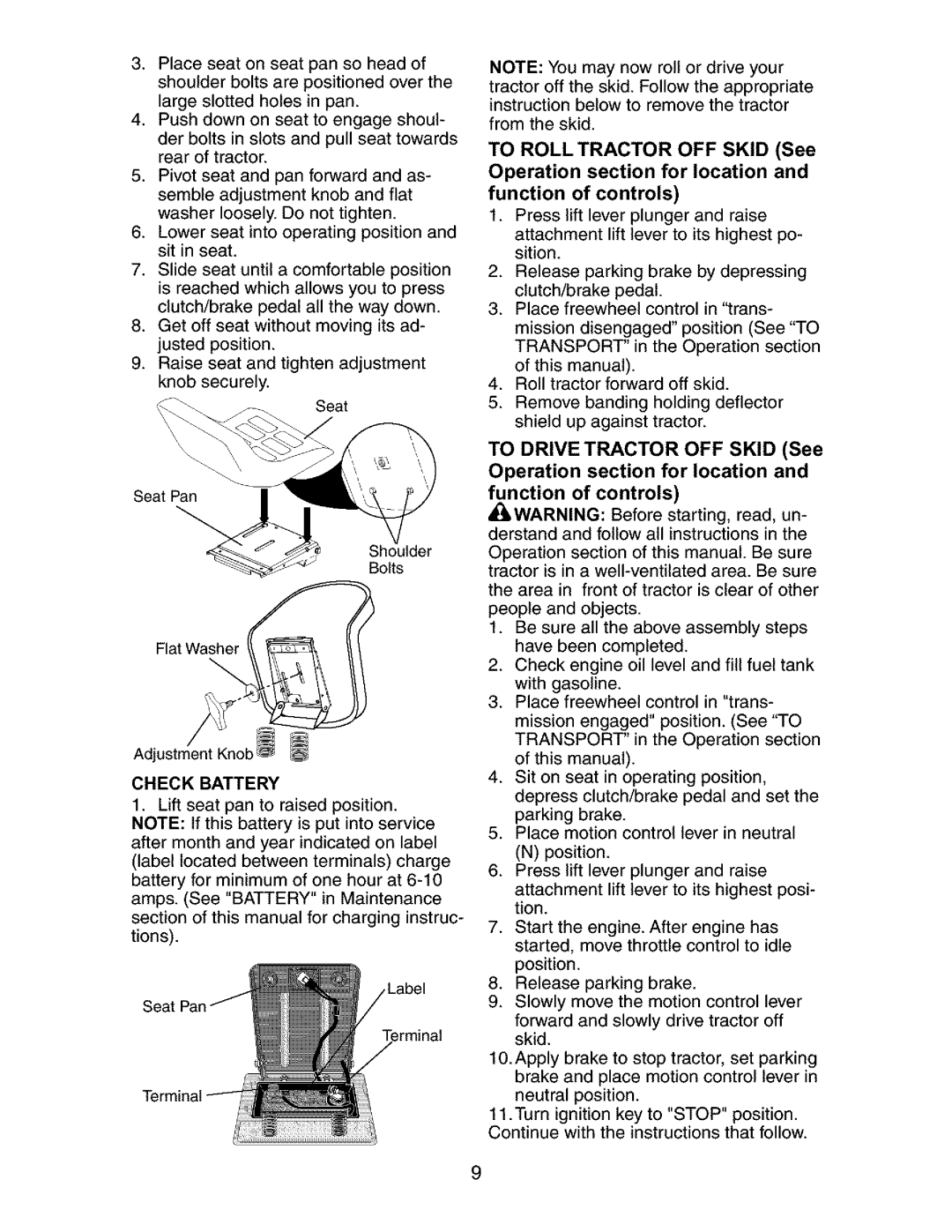 Craftsman 917.27316 owner manual Check Battery 