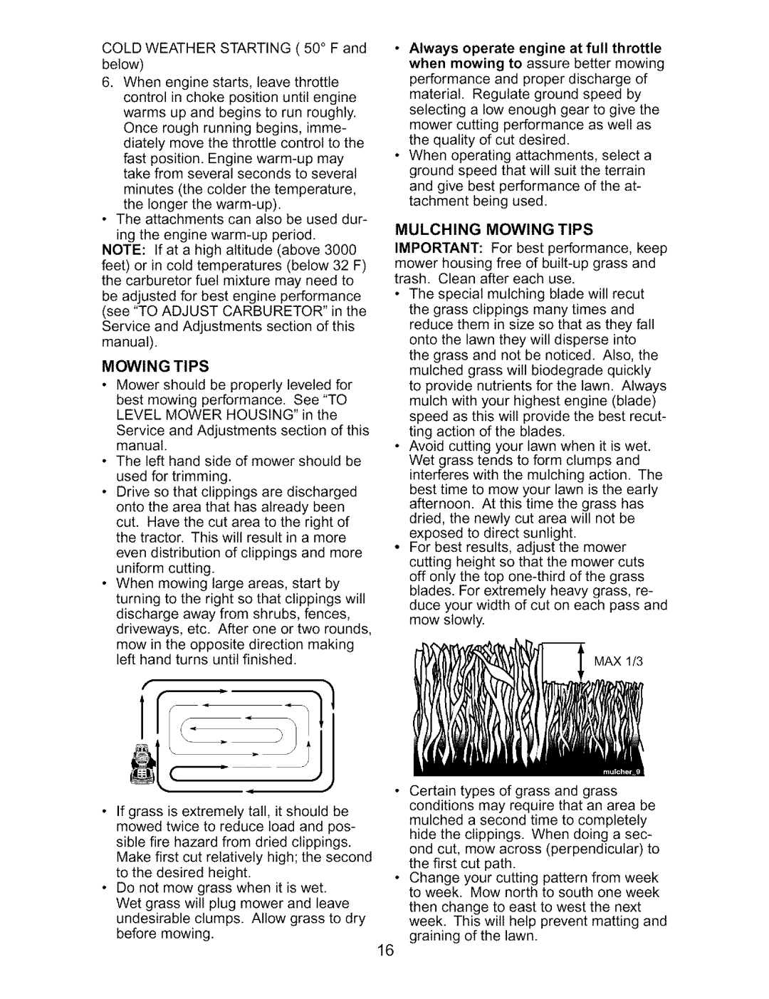 Craftsman 917.27317 owner manual Mulching Mowing Tips 