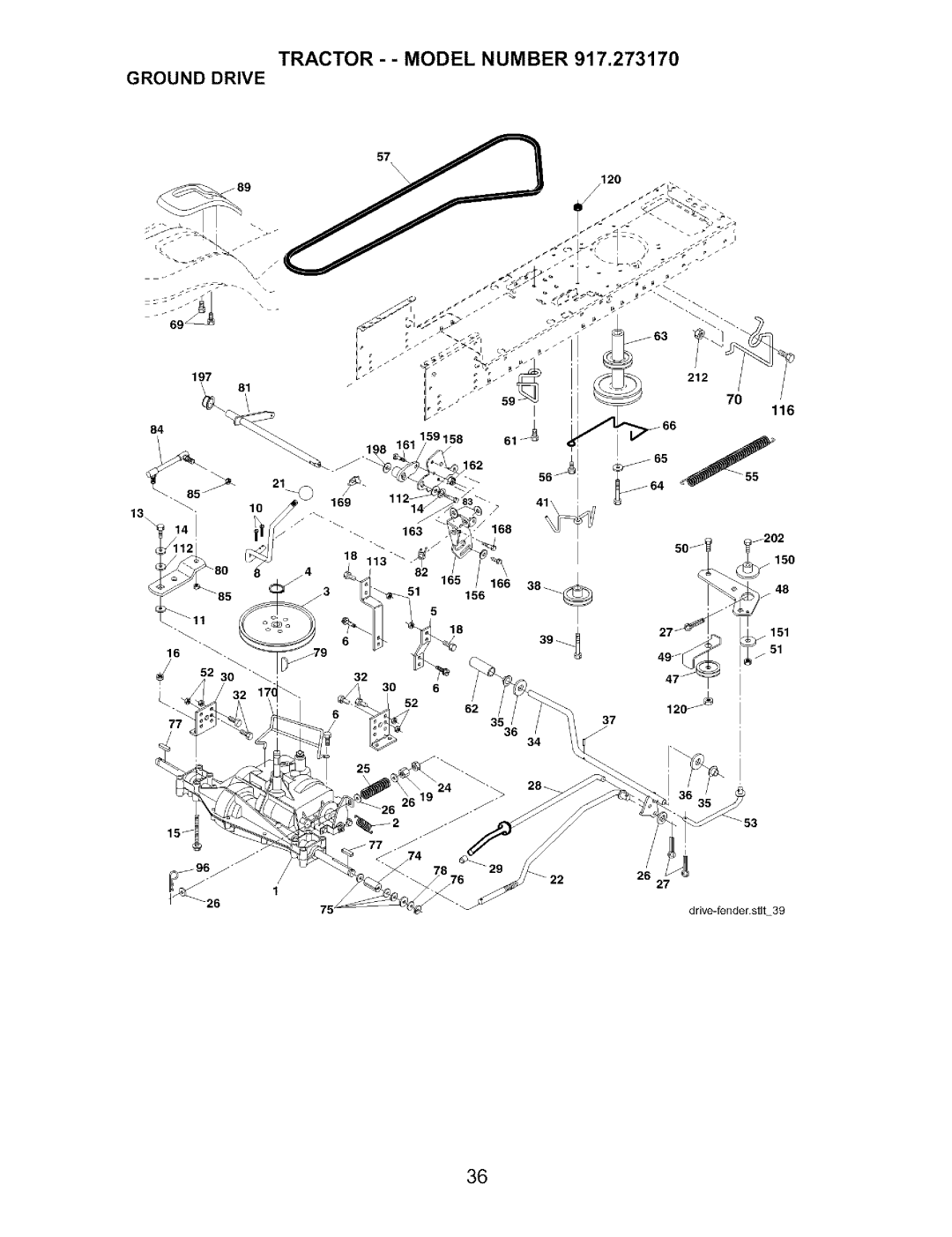 Craftsman 917.27317 owner manual Tractor - Model Number Ground Drive 