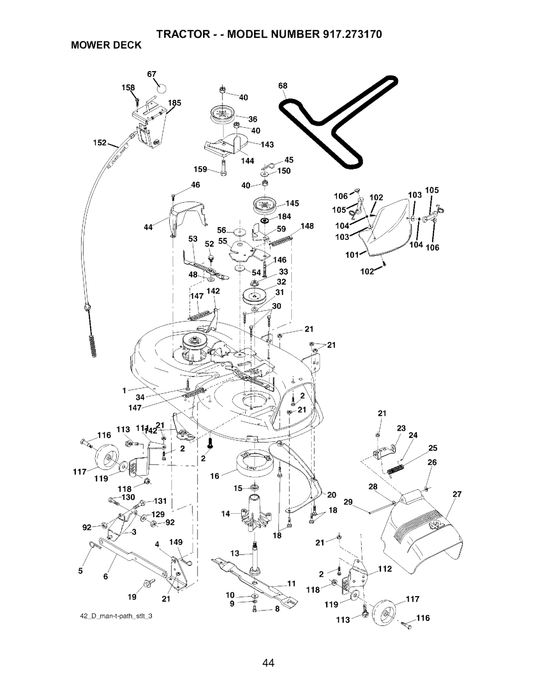 Craftsman 917.27317 owner manual Tractor - Model Number Mower Deck 