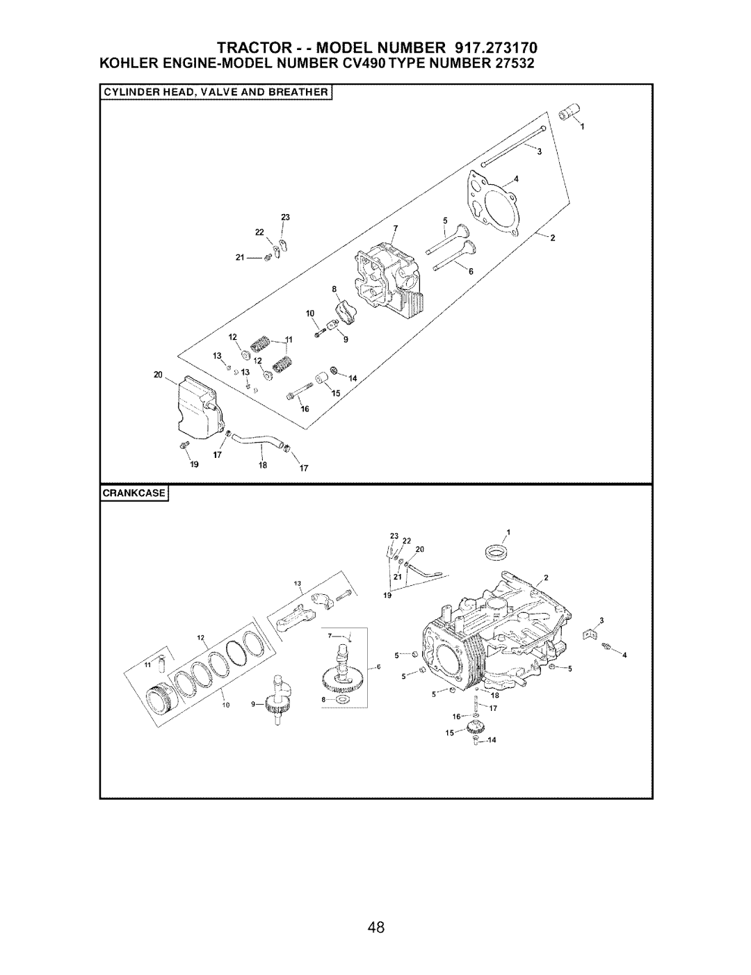 Craftsman 917.27317 owner manual Ylinder HEAD, Valve and Breatherj 