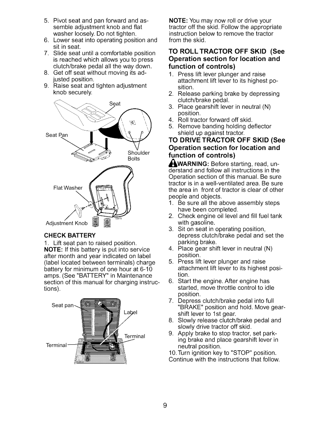 Craftsman 917.27317 owner manual Check Battery 