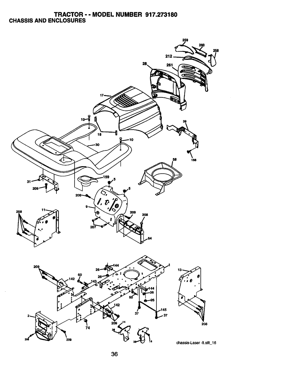 Craftsman manual Tractor -- Model Number 917.273180 Chassis and Enclosures 