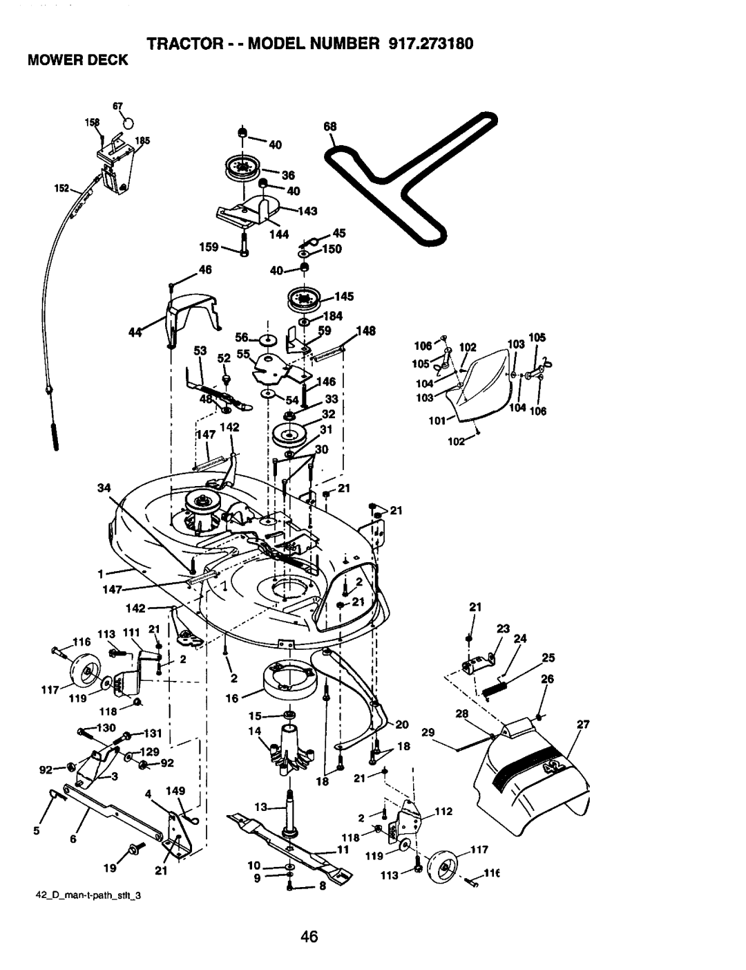 Craftsman 917.273180 manual Tractor - Model Number Mowerdeck 