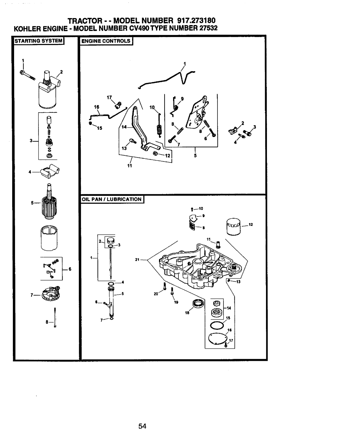 Craftsman 917.273180 manual OIL PAN I Lubrication 