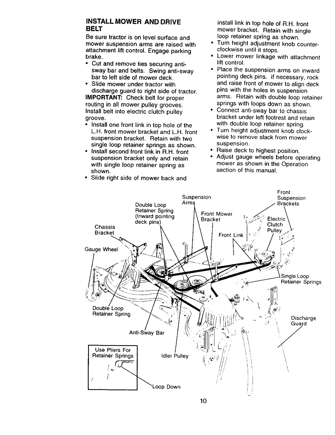 Craftsman 917.273322 owner manual Loop, Bracket, Use Pliers For 