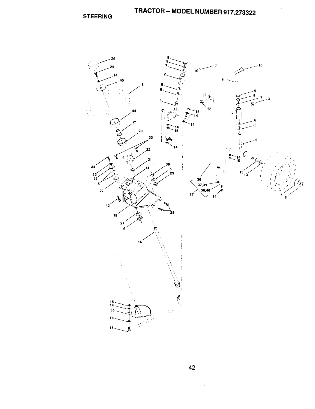 Craftsman 917.273322 owner manual Tractor -- Model Number Steering 