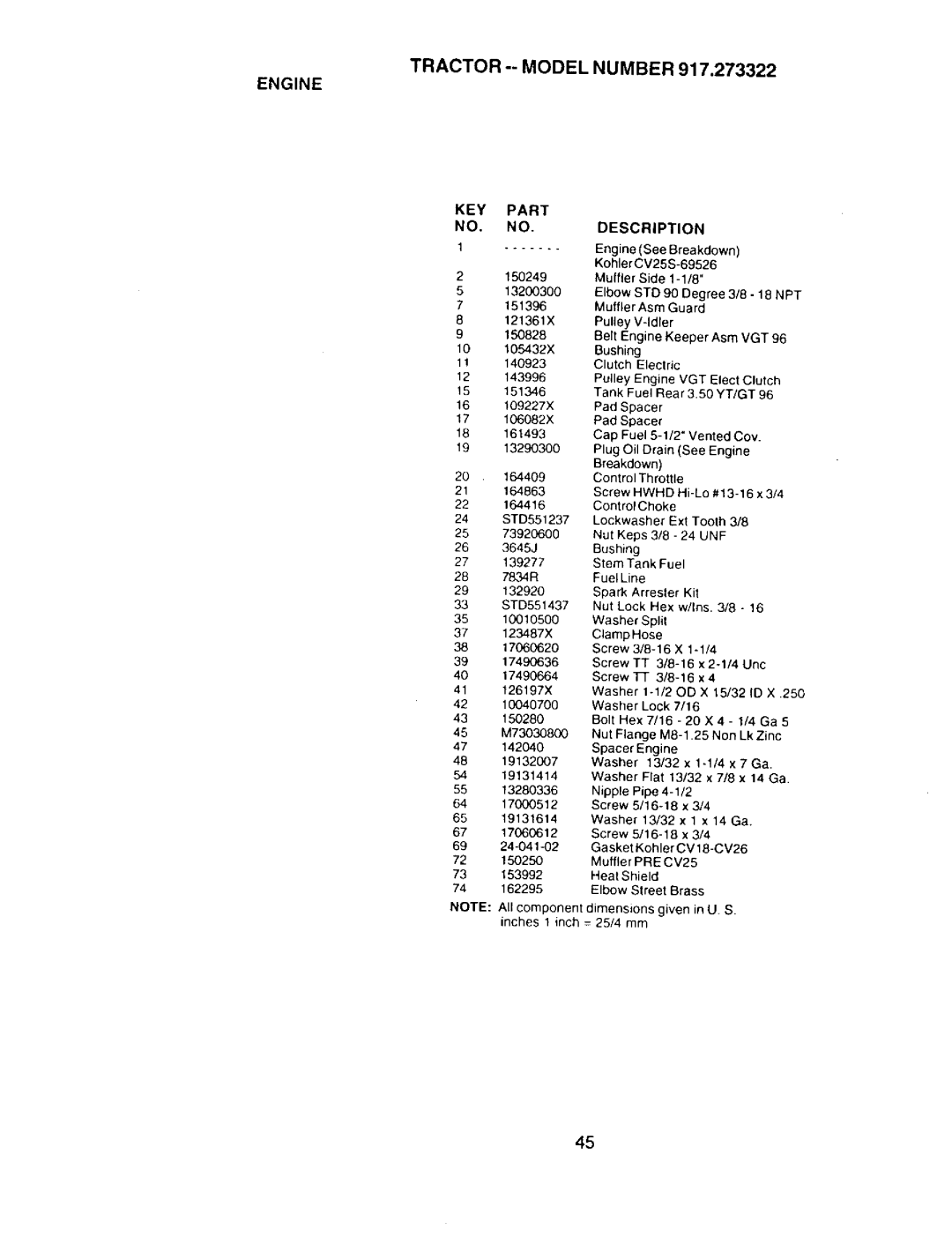 Craftsman 917.273322 owner manual Elbow, Tank Fuet Rear 