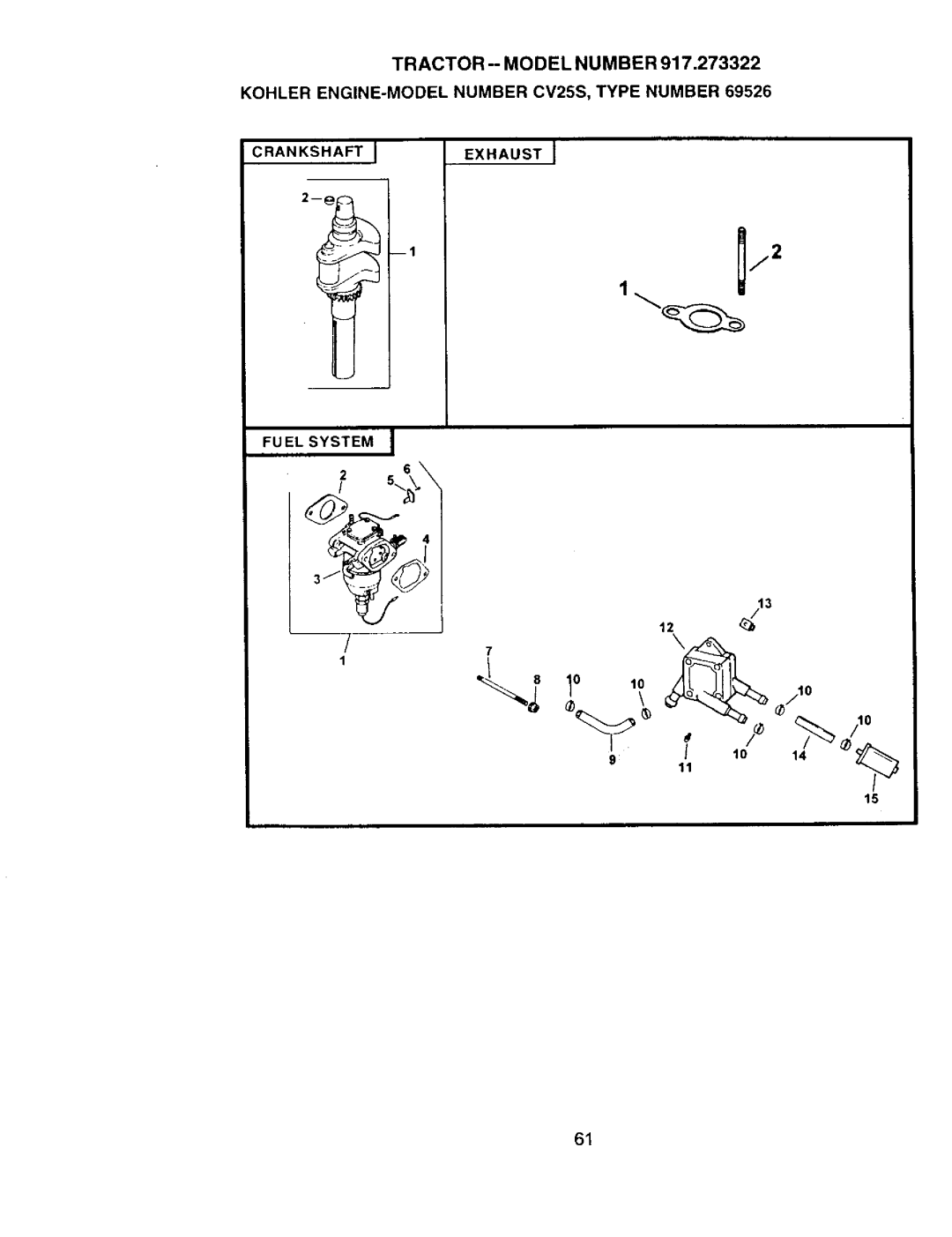 Craftsman 917.273322 owner manual Crankshaft Exhaust 