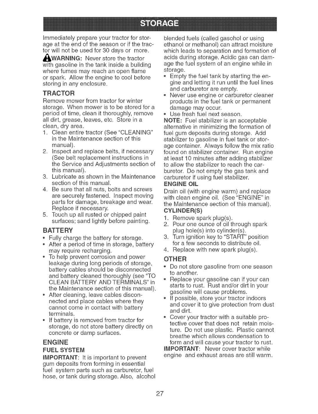 Craftsman 917.273373 owner manual Fuel System, Other 