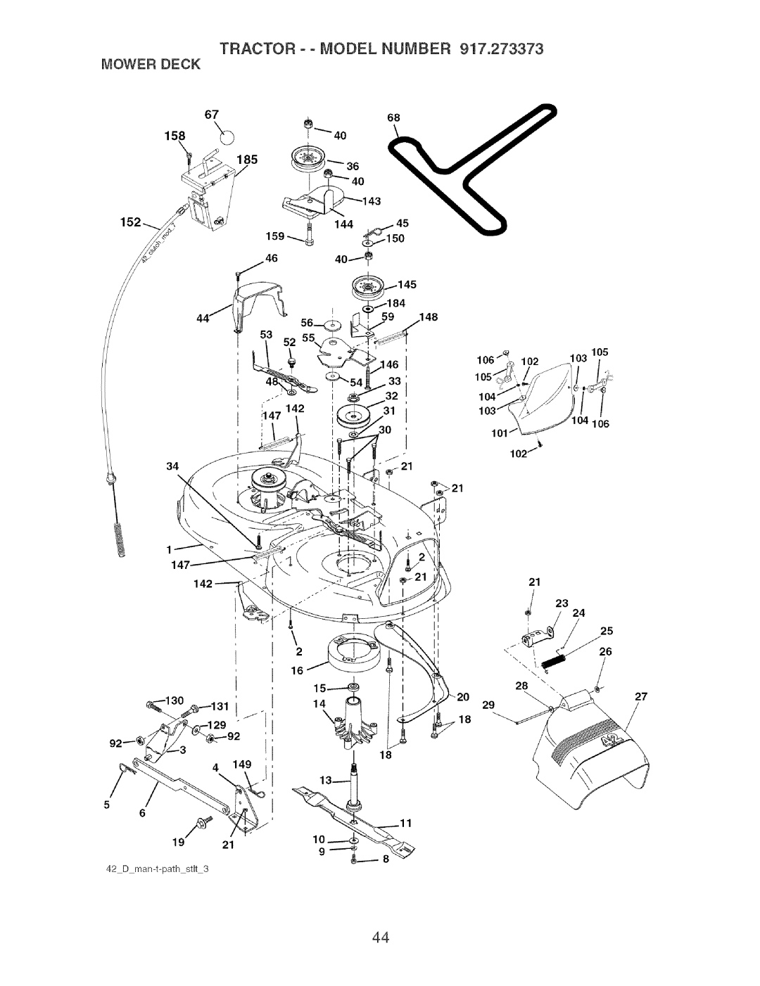 Craftsman 917.273373 owner manual Tractor o o Model Number, Mower Deck 