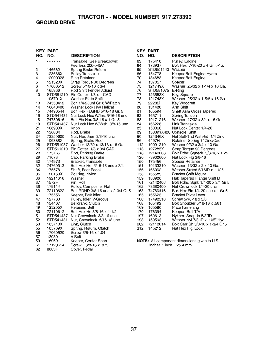 Craftsman 917.27339 owner manual KEY Part 