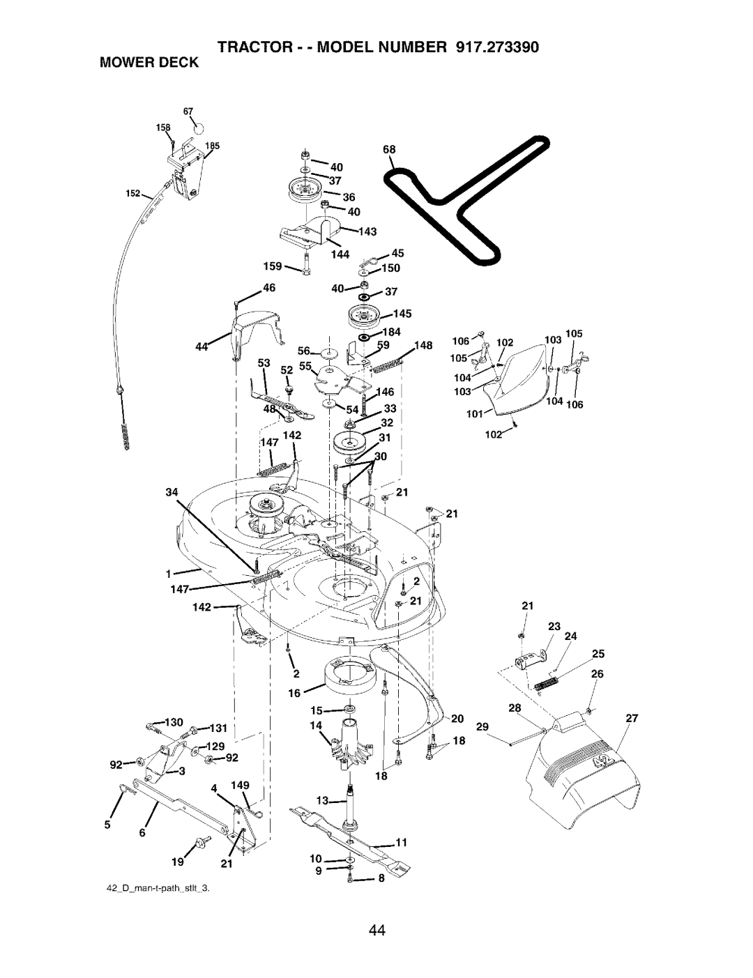 Craftsman 917.27339 owner manual Tractor - Model Number Mower Deck 