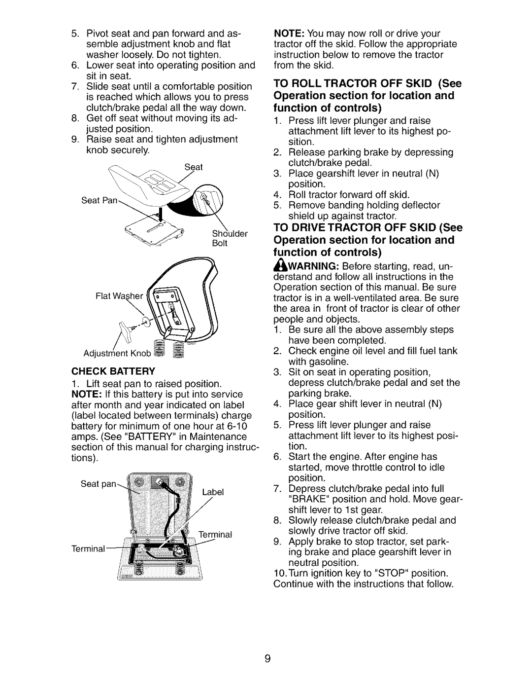 Craftsman 917.27339 owner manual Check Battery 