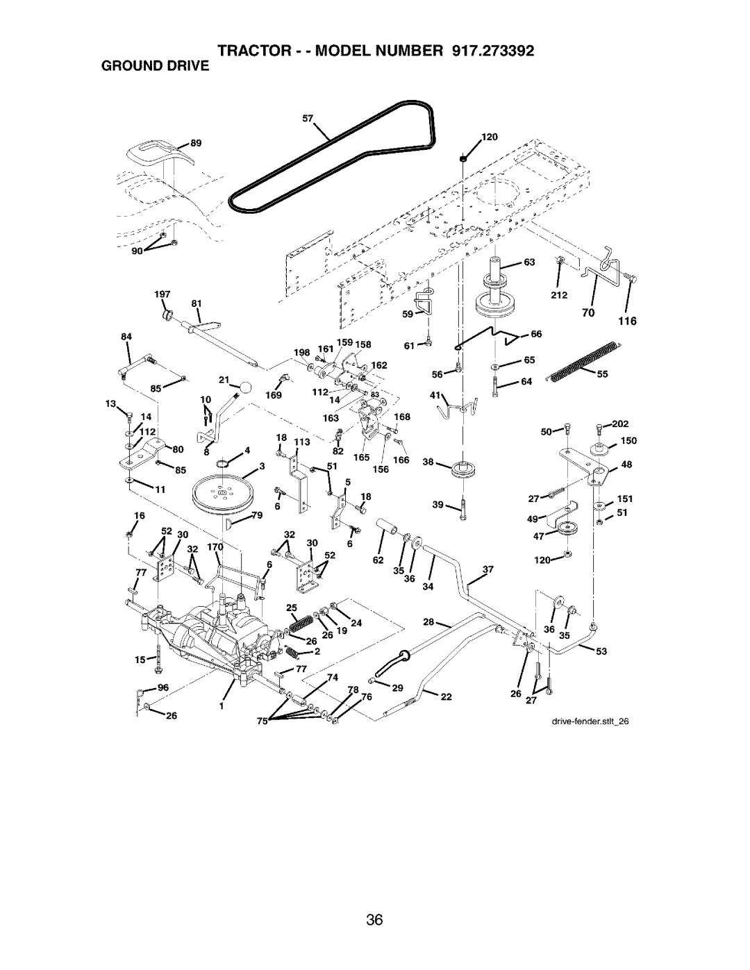 Craftsman 917.273392 manual Tractor - Model Number Ground Drive 