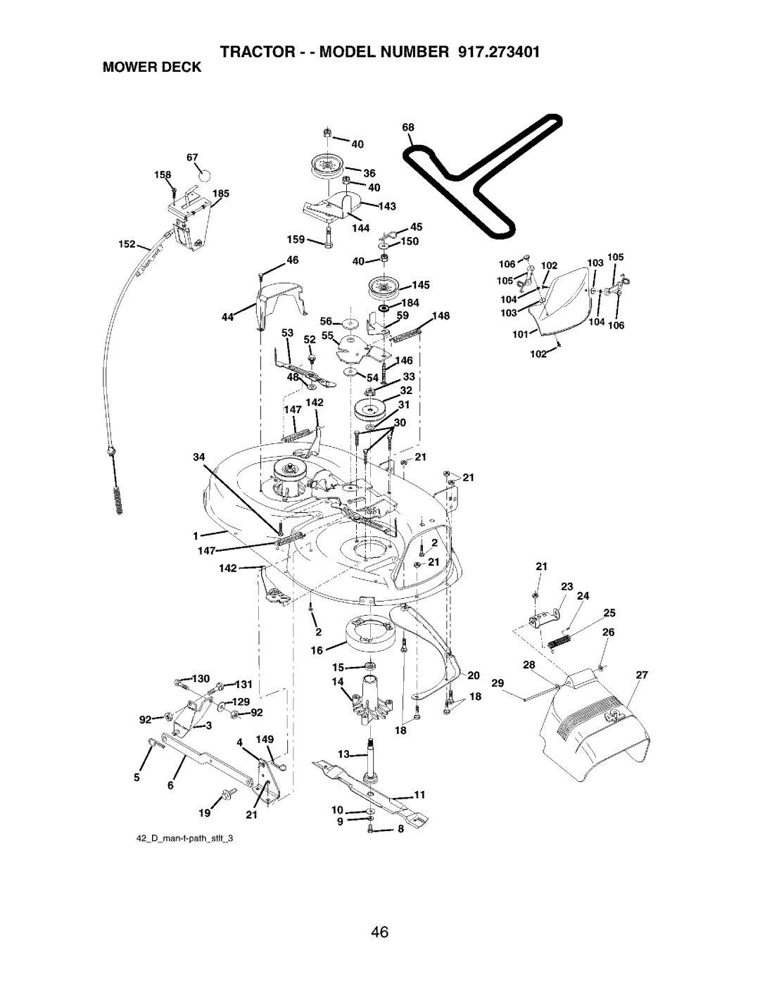 Craftsman 917.273401 owner manual Tractor - Model Number Mower Deck 