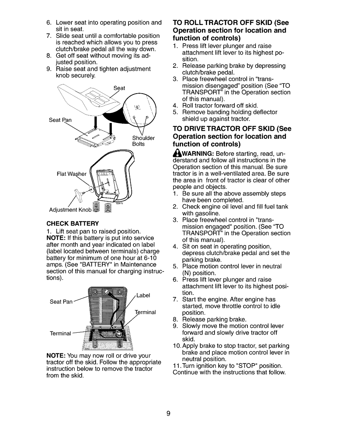 Craftsman 917.273401 owner manual Check Battery 