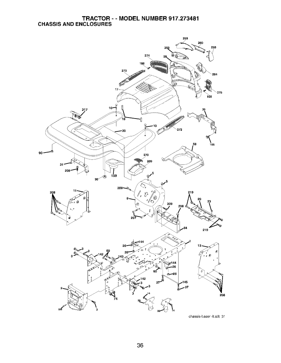 Craftsman manual Tractor - Model Number 917.273481 Chassis and Enclosures 